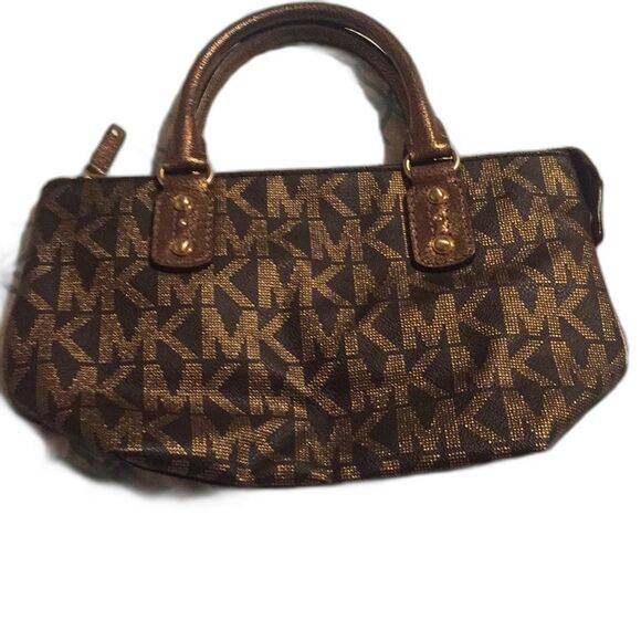 Michael Kors very nice small monogram brown and bronze handbag - Picture 1 of 3